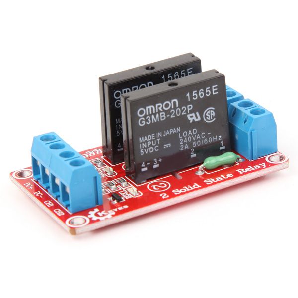 Relais Solid State module 5V, 2x240V/2A NO met low level trigger